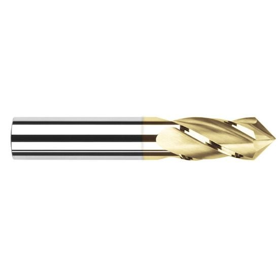 Picture of Harvey Tool 15304-C1 1/16 Dia x 90 CarbideDrill/Mill, 4 FL TiNDrill/Mill Carbide AlTiN Single End Drill Point